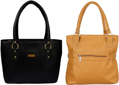 

Vera Stayle Hand-held Bag(Black, Beige), Beige;black
