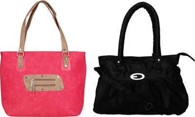 Vera stayle Hand-held Bag(Pink, Black), Black;pink