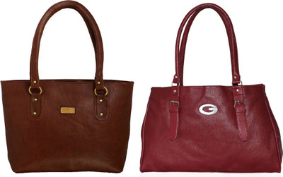 

Vera stayle Hand-held Bag(Brown, Maroon)