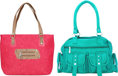 

Vera stayle Hand-held Bag(Pink, Green), Green;pink