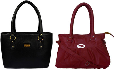 

Vera Stayle Hand-held Bag(Black, Maroon)