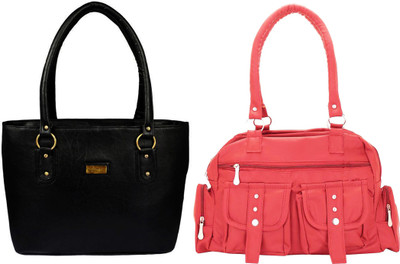 

Vera Stayle Hand-held Bag(Black, Pink)