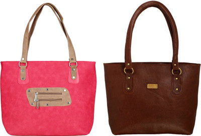 

Vera stayle Hand-held Bag(Pink, Brown), Brown;pink