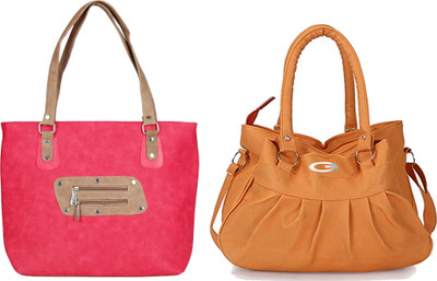 

Vera stayle Hand-held Bag(Pink, Beige), Beige;pink