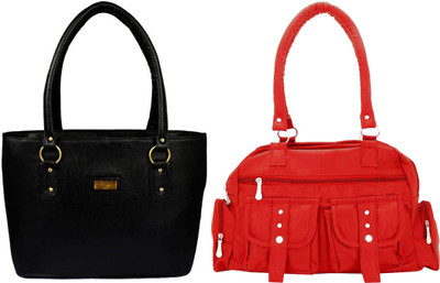 Vera Stayle Hand-held Bag(Black, Red)
