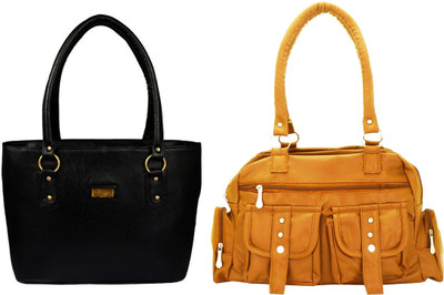 

Vera Stayle Hand-held Bag(Black, Beige), Beige;black