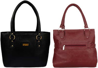 

Vera Stayle Hand-held Bag(Black, Maroon)
