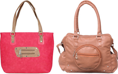 

Vera stayle Hand-held Bag(Pink, Tan)