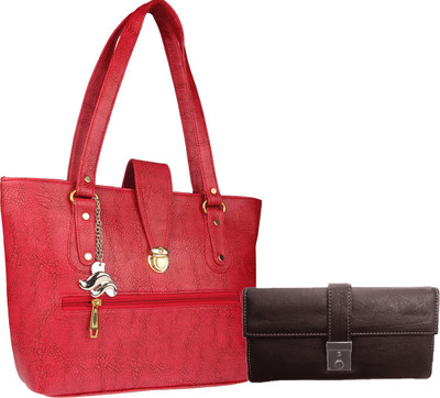 

Lady bar Shoulder Bag(Red, Beige), Beige;red