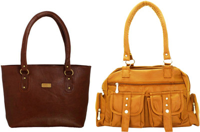 

Vera Stayle Hand-held Bag(Brown, Beige), Beige;brown