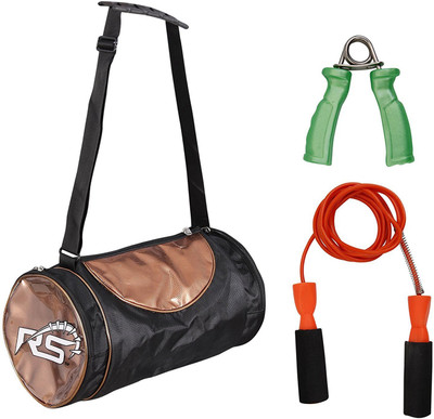 

RS SPORT COMBO ( FITNESS GYM BAG + SKIPPING ROPE + HAND GRIP ) Gym & Fitness Kit