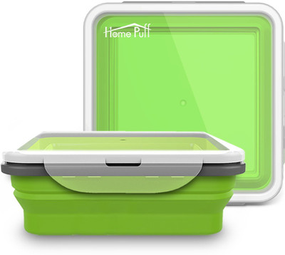 

Home Puff Collapsible Dry Snacks Container Bento BPA Free-Silicon, Microwave/ Dishwasher Safe (700 ML) 1 Containers Lunch Box(700 ml), Green