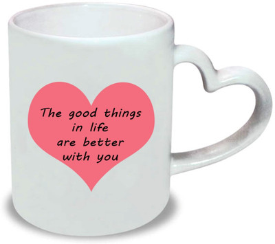

Chanakya Better with you Heart Handle White Coffee Ceramic Mug(350 ml)