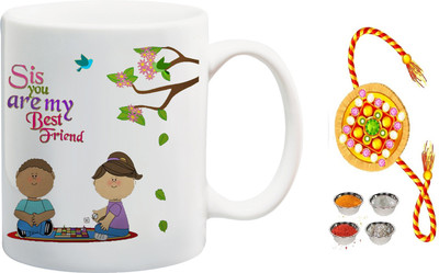 

ME&YOU Raksha Bandhan Gift For Sister/ Behan; sis you are my best friend printed Ceramic Mug(325 ml, Pack of 2), Multicolor