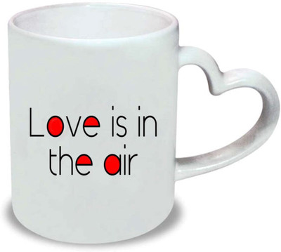 

Huppme Birds Heart Handle White Coffee Ceramic Mug(350 ml)