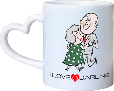 

Chanakya I Love U Darling Heart Handle White Coffee Ceramic Mug(350 ml)