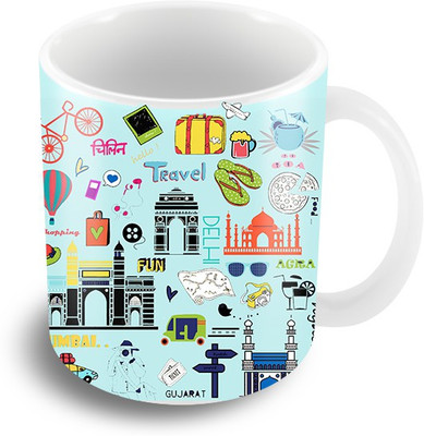 

The Crazy Me Retro India Ceramic Mug(325 ml), Multicolor