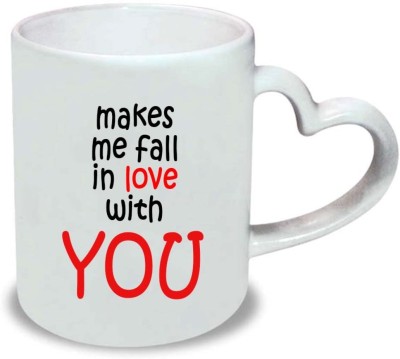 

Huppme Love Heart Handle White Coffee Ceramic Mug(350 ml)