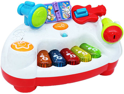 

Smiles Creation Piano with Baby Microphone Guitar, Drum and Trumpet Toy for Kids(Multicolor)