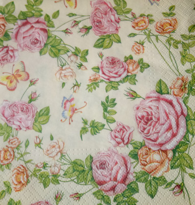 

craftsneed Decorative 3Ply paper napkin for decoupage-Rose Bunch Multicolor Napkins(2 Sheets)