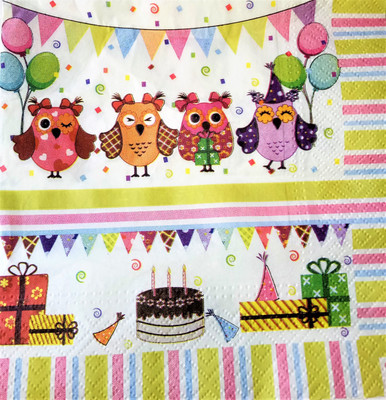 

craftsneed Decorative 3Ply paper napkin for decoupage-Cock Birthday Multicolor Napkins(2 Sheets)