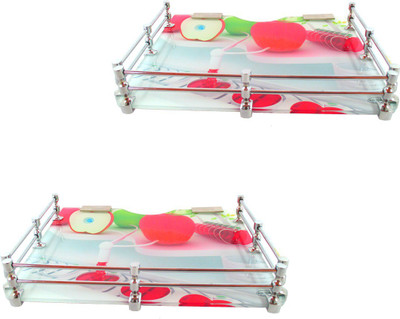 

RoyaL Indian Craft Set of 2 Pivot Bracket Artistic Apple Printed 9 By 11 INCH Multipurpose Glass Wall Shelf(Number of Shelves - 2, Multicolor)