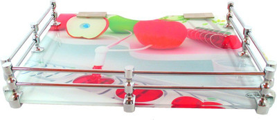 

RoyaL Indian Craft Pivot Bracket Artistic Apple Printed 9 By 11 INCH Multipurpose Glass Wall Shelf(Number of Shelves - 1, Multicolor)