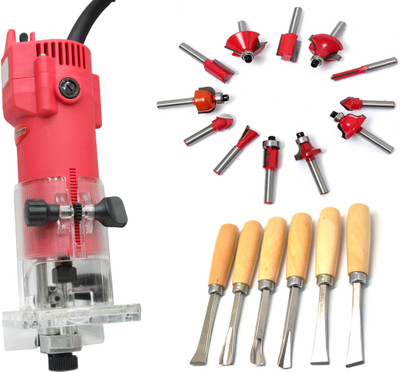 

Digital Craft HEAVY DUTY POWERFUL 350W TRIMMER WITH 12 PCS MULTI SHAPES ROUTER WITH WOODEN BOX (6.35MM SHANK) WOOD CARVING SET COMBO OFFER Rotary Tool(6.35 mm)