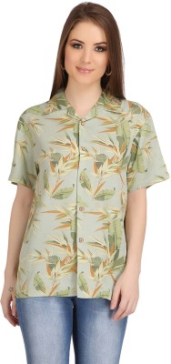 SHOPPERTREE Women Printed Casual Green Shirt