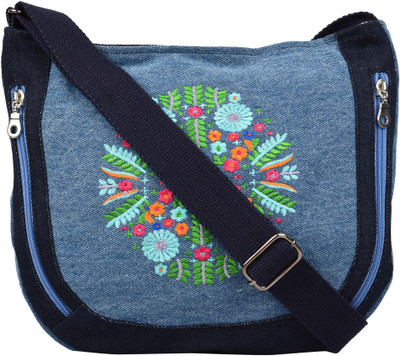 

Anekaant Women Casual Blue Denim Sling Bag