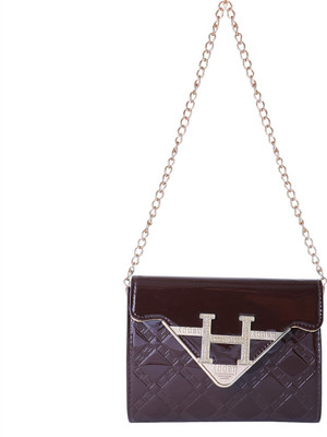 

zar Girls Evening/Party Brown PU Sling Bag