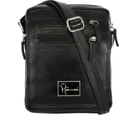 

Hawai Men & Women Formal Black Genuine Leather Sling Bag