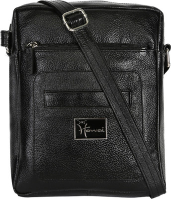 

Hawai Men & Women Formal Black Genuine Leather Sling Bag