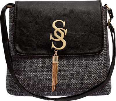 

tap fashion Women Casual Black PU Sling Bag
