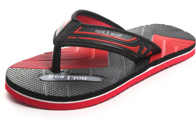 

Sea Lion Flip Flops, Black::red
