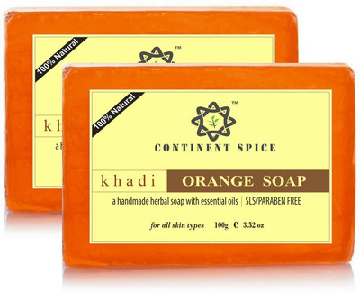 

Continent Spice KHADI NATURAL & HERBAL HANDMADE ORANGE SOAP- CS682005(100 g, Pack of 2)