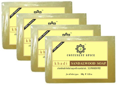 

Continent Spice KHADI NATURAL & HERBAL HANDMADE SANDALWOOD SOAP- CS682005(100 g, Pack of 4)