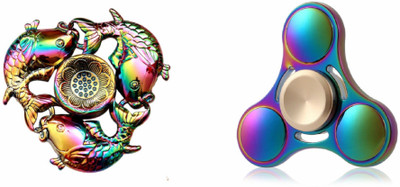 

Montez Shinning Rainbow Fish Crab & UFO Metal Fidget Spinner Toy Set Of 2(Multicolor)
