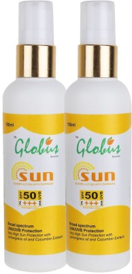Globus Sunscreen - SPF 50 PA+++ Sunscreen Lotion With Fairness SPF 50 PA+++ Pack of 2(200 g)