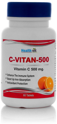 HealthVit C-Vitan-500 Vitamin C 500mg Orange Flavour 60 Tablets�(60 No)