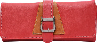 

Fristo Women Casual Pink Artificial Leather Wallet(6 Card Slots), Pink and tan