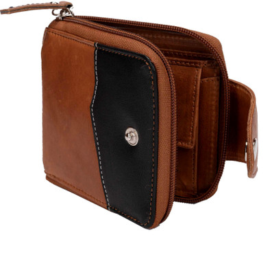 

Hidestitch Men Casual Brown, Black Genuine Leather Wallet(4 Card Slots), Black;tan