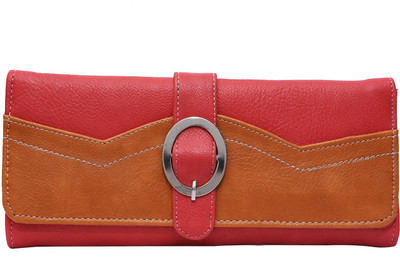 

Fristo Women Casual Tan, Red Artificial Leather Wallet(6 Card Slots), Pink and tan