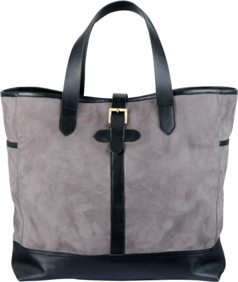 

Zobello Faux Leather Detail Suede Tote Bag Shoulder Bag(Grey, 26)