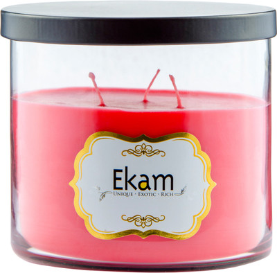 

Ekam 12 oz seazed jar Rose scented Candle(Red, Pack of 1)