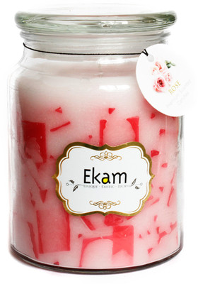 

Ekam Ekam 20 oz Chunk Jar Rose Scented candle Candle(Red, Pack of 1)