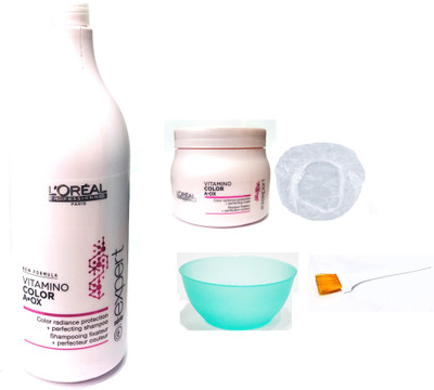 

L'Oreal Paris Set of 5 (Vitamino Color A.OX Shampoo+Mask+Bowl+Brush+Shower Cap)(Set of 5)