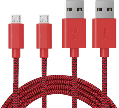 

iVoltaa iVFK-Braided (Pack of 2) Micro USB Cable(All Smartphones, Tablets and MP3 player, Red, Black, Sync and Charge Cable), Black;red