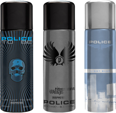 

Police to be Titanium Light Blue Deodorant Spray - For Men(600 ml, Pack of 3)