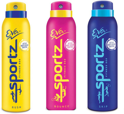 

EVA rush bounce skip deodrant spray Body Spray - For Women(125 ml, Pack of 3)